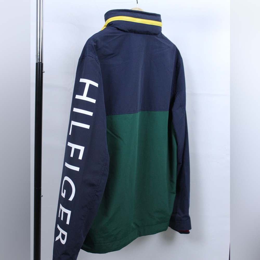 Tommy Hilfiger Quarter-Zip Windbreaker. Includes hide-able (zip-in) hood. - Picture 4 of 5